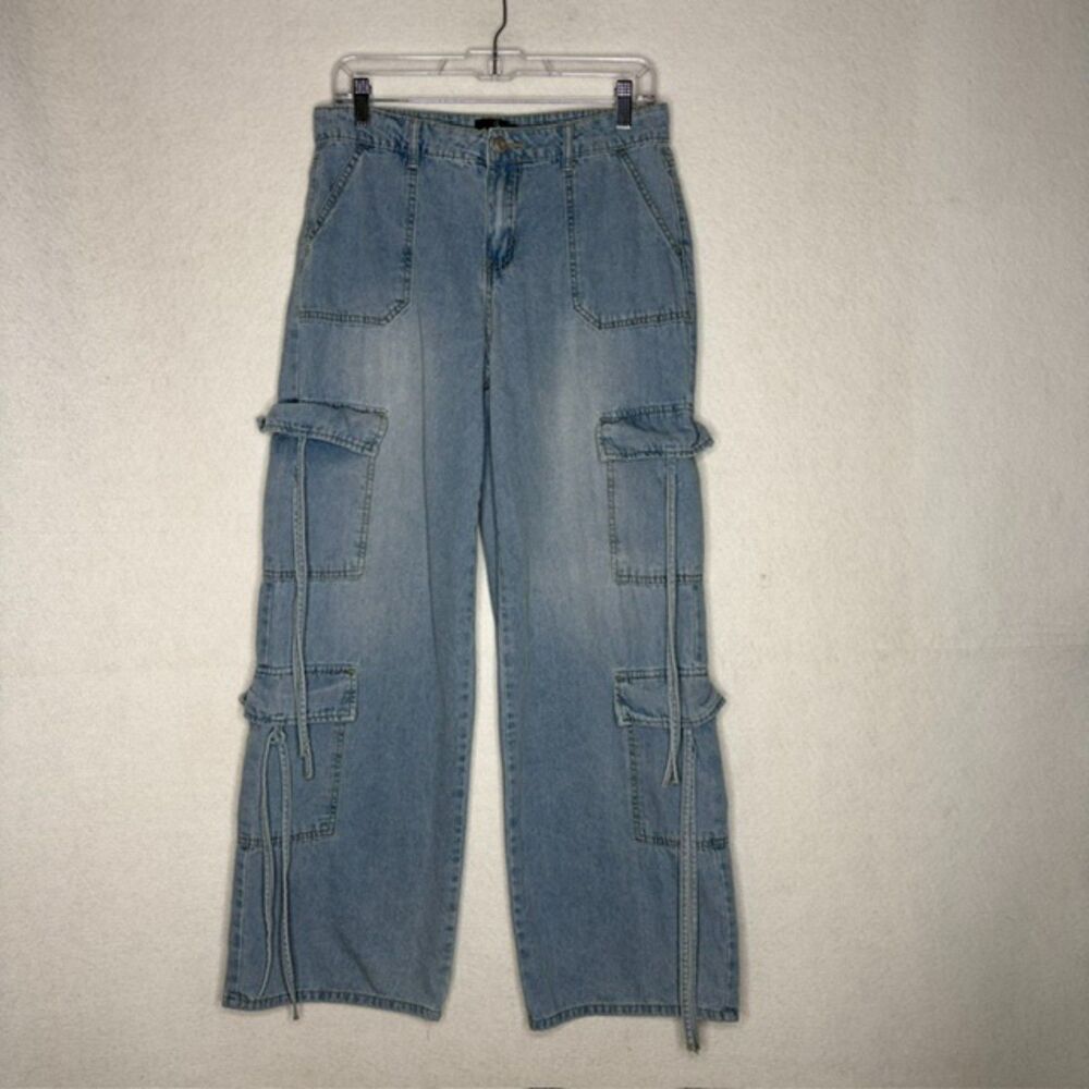 Zoë + Phoebe High Rise Wide Leg Cargo Jeans Size 7 Utility Baggy Gorpcore